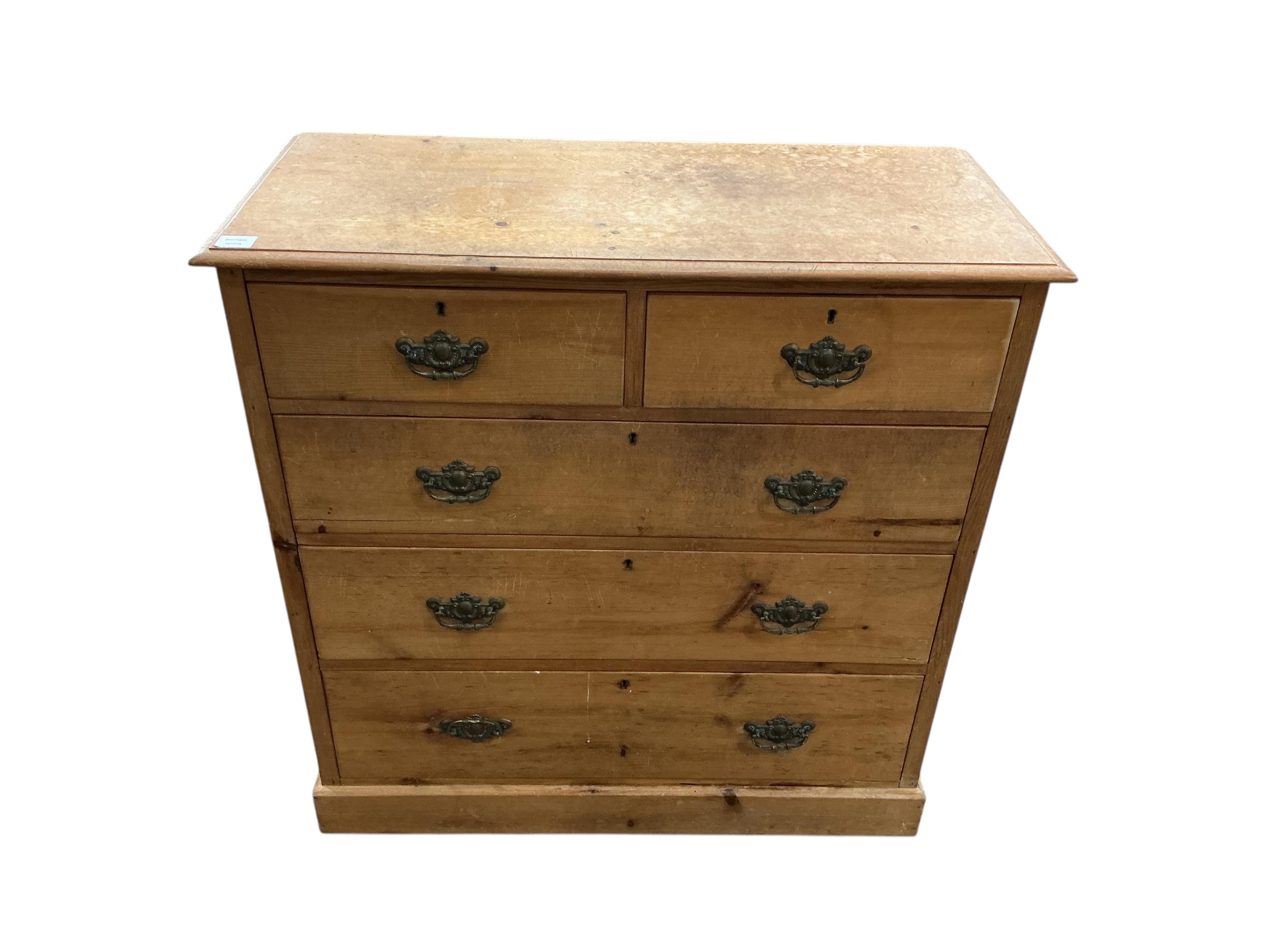 A late Victorian pine chest, width 97cm, depth 44cm, height 98cm